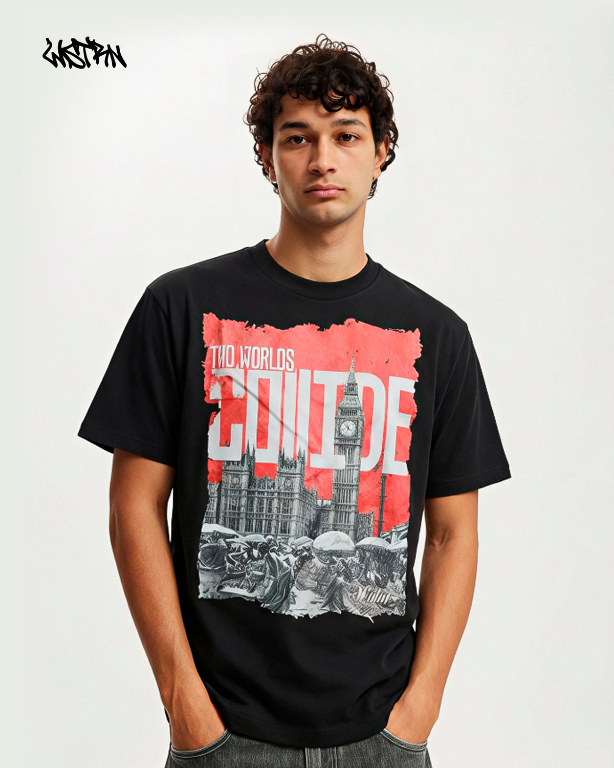 Two Worlds Collide Heavy weight T-shirt