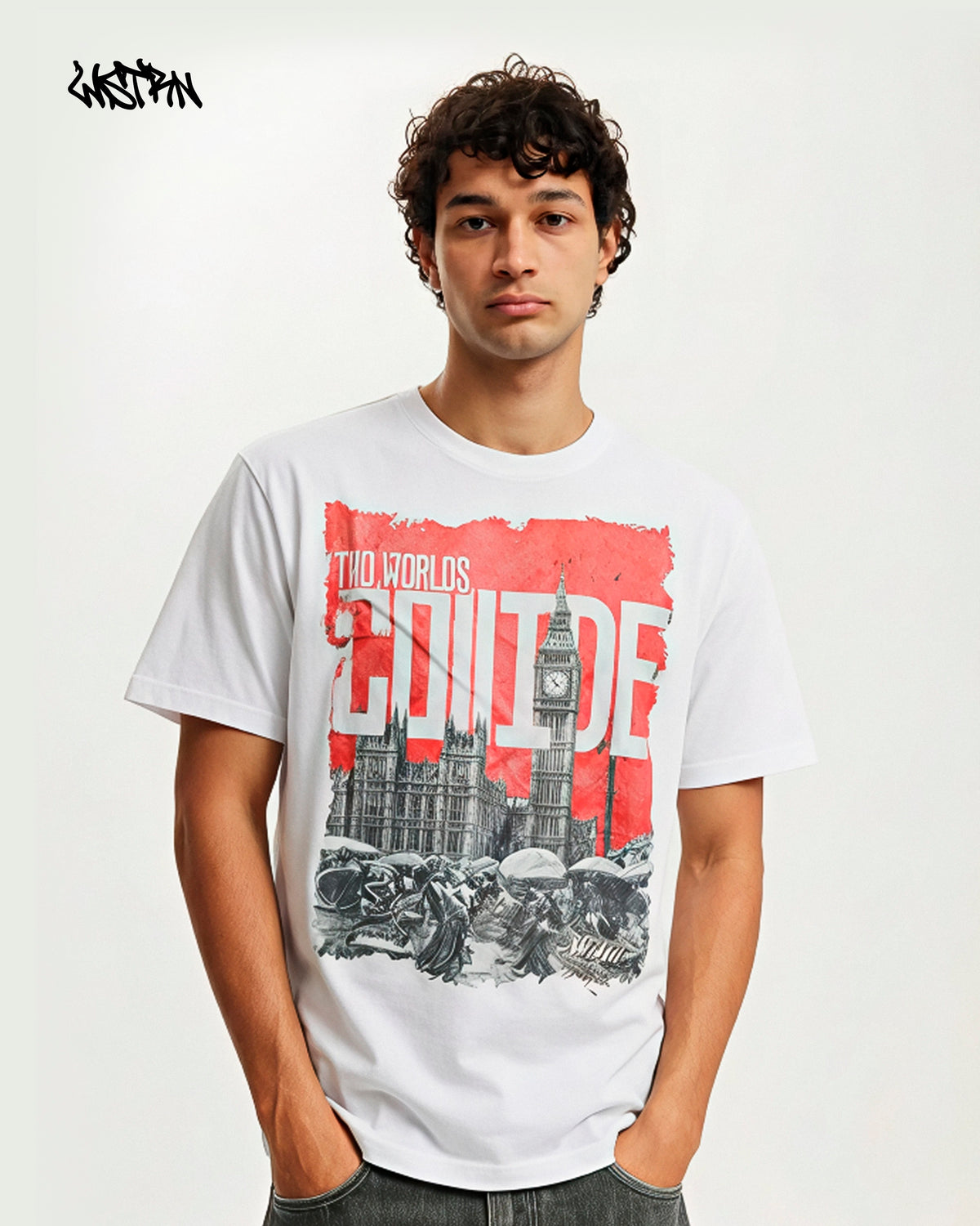 Two Worlds Collide Heavy weight T-shirt