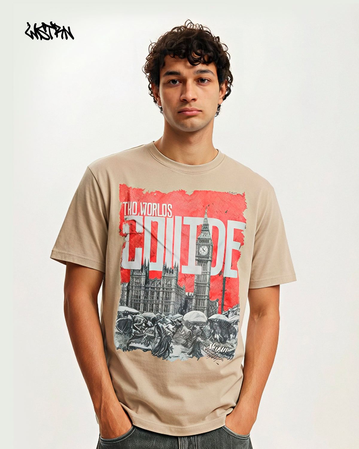 Two Worlds Collide Heavy weight T-shirt